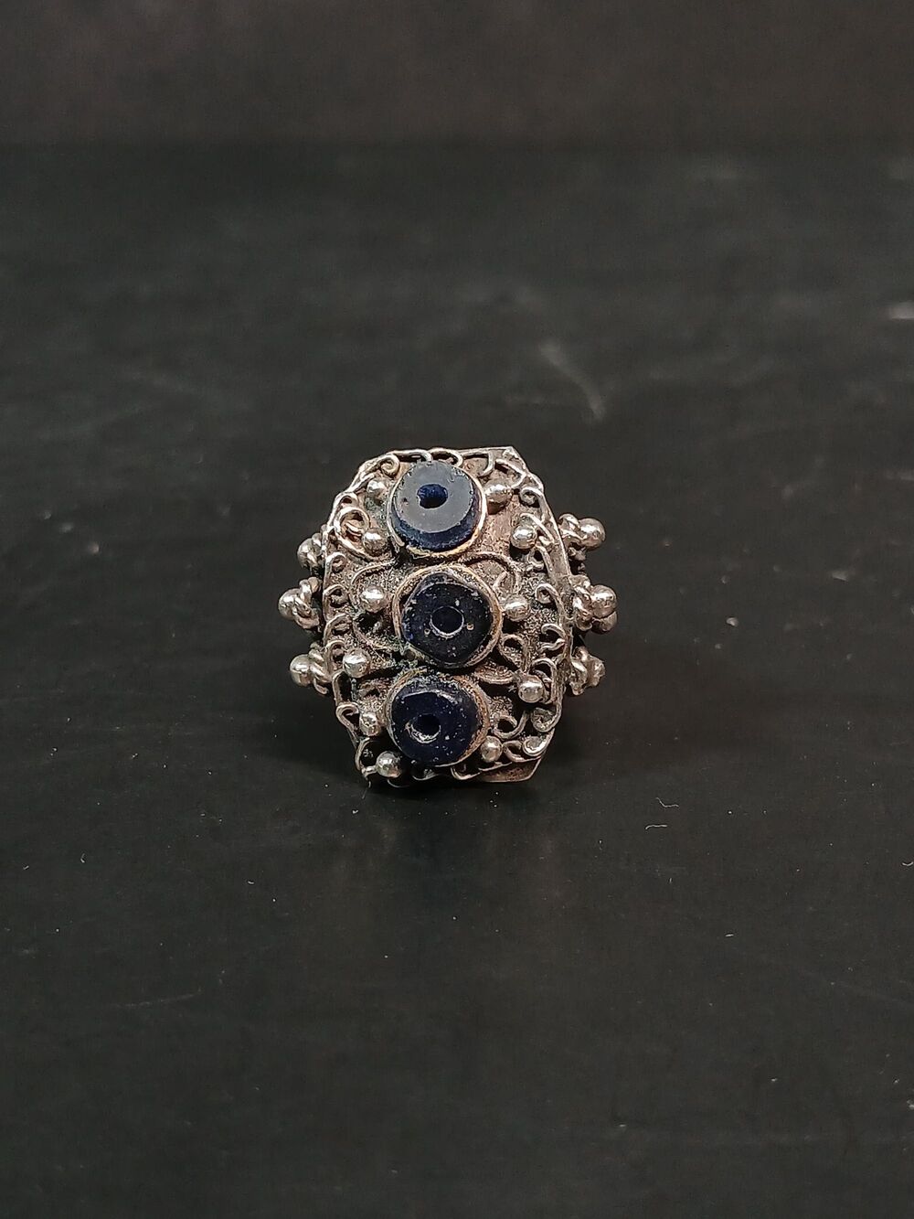 Vintage Sterling Silver Lapis Ring Tribal Middle Eastern Style Size 3.25